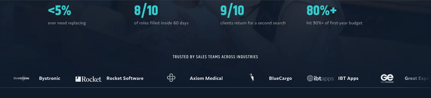 Sellers Hub: cifras y franja de logotipos de clientes debajo de la oferta.